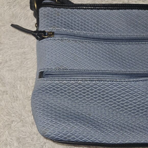 THE SAK Olvera Steal Blue Canvas Crossbody Bag Gray Blue Multi Pocket - Picture 7 of 16